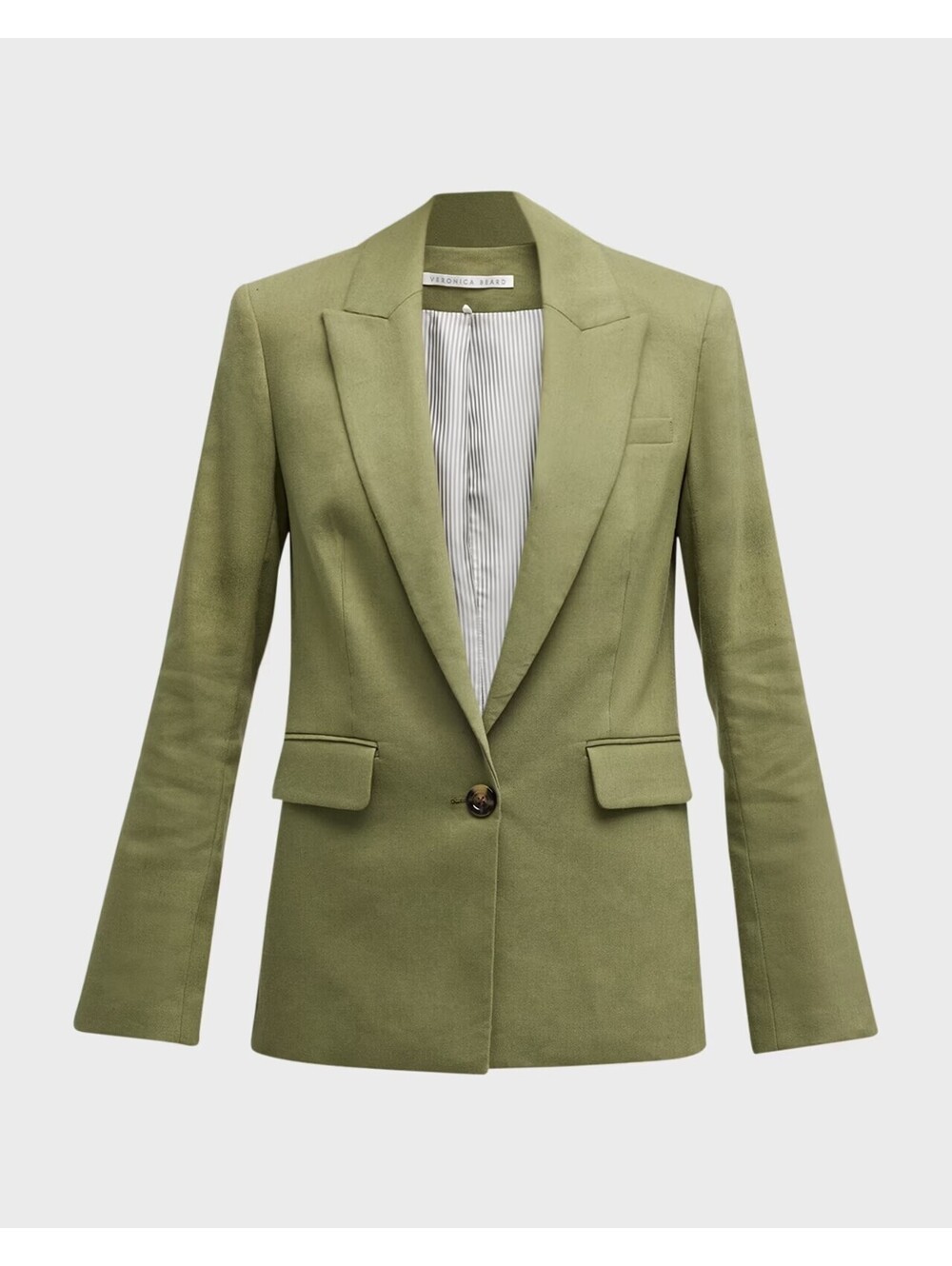 Veronica Beard Emsley Green Linen Blend Gold Button Dickey Jacket Blazer 0